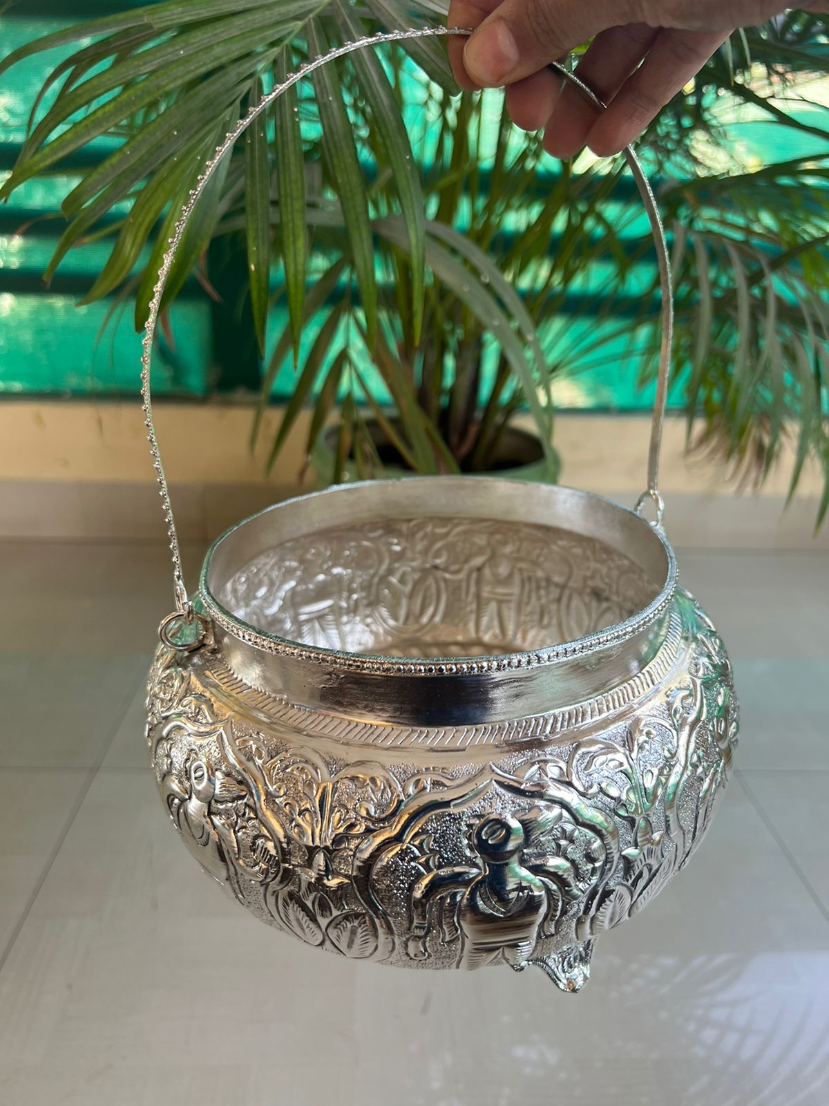 German silver Round handle basket/bowl.